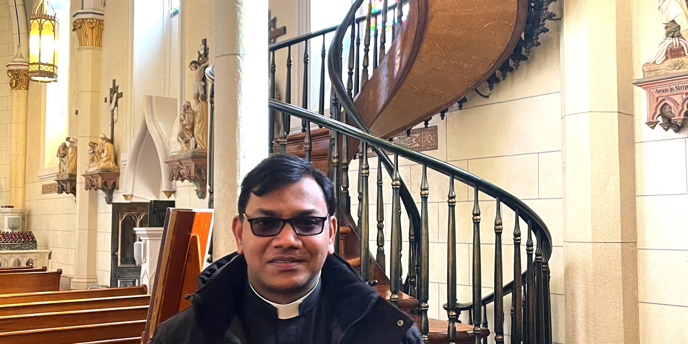 Fr Pasala and the St Joe Stairs